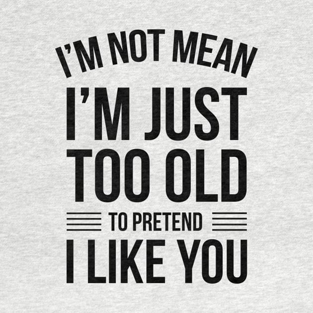 I'm Not Mean I'm Just Too Old To Like You Funny Saying by stonefruit